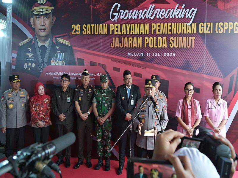 Gubernur Bobby Nasution Dampingi Kapolri Groundbreaking 29 Dapur Dukung MBG
