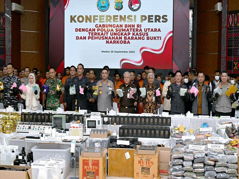 Wagub Sumut Turut Musnahkan Barang Bukti Narkoba 1,7 Ton di Polda Sumut