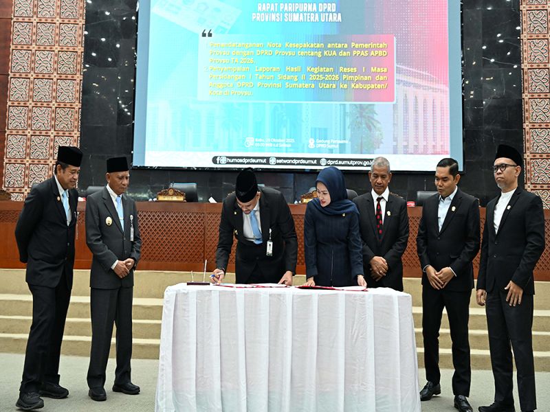 Pemprov dan DPRD Sumut Teken Nota Kesepakatan KUA-PPAS APBD 2026
